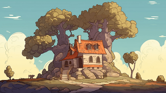 卡通房子房屋背景