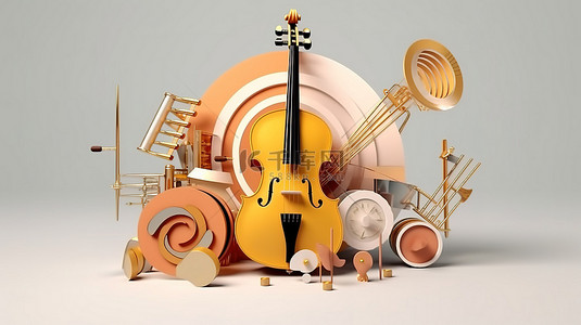 在几何设计的环境中对乐器进行 3D 渲染