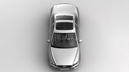 用于建筑和景观设计的豪华灰色轿车的顶视图 3D 渲染