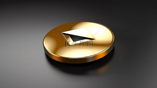 灰色按钮键现代 ui ux 元素上的 3d 渲染金色电子邮件图标