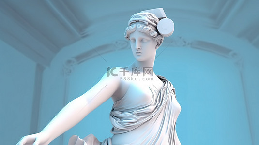 维纳斯背景图片_元宇宙概念艺术中戴着虚拟现实耳机的米洛维纳斯雕像