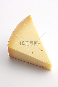 一片奶酪放在白色的表面上