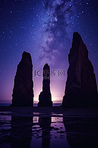 星背景图片_加利福尼亚月光石海滩上的星空