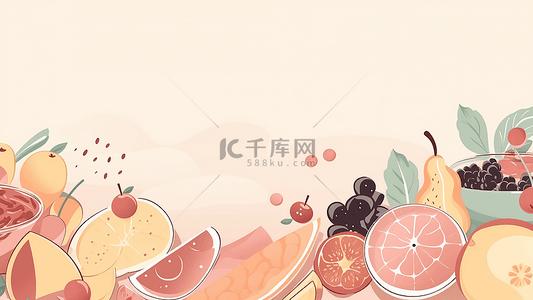 美食街logo背景图片_食物美食粉色插画背景