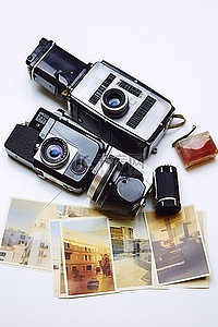 记忆中2022背景图片_两台胶片相机和记忆棒设备