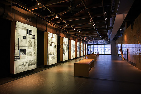 铺满背景图片_博物馆的走廊里铺满了木板