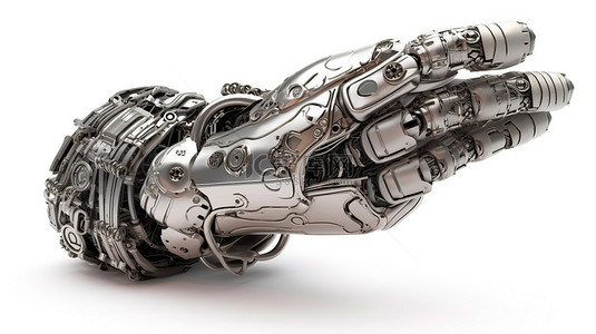 机器人手的孤立 3D 渲染给出竖起大拇指的手势