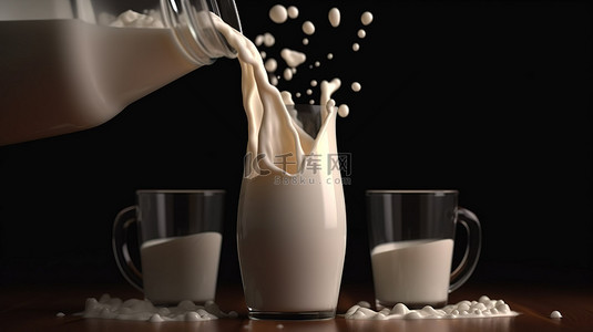 早餐食品背景图片_多孔骨 3d 渲染将牛奶转化为象征力量的骨骼形状
