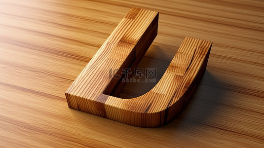 字母 l 的倾斜木质字体 3d 渲染