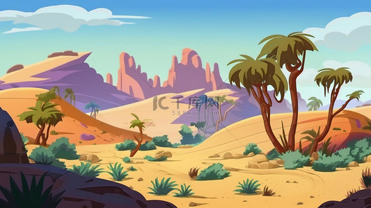 沙漠树木背景图片_沙漠树木抗旱植物绿色