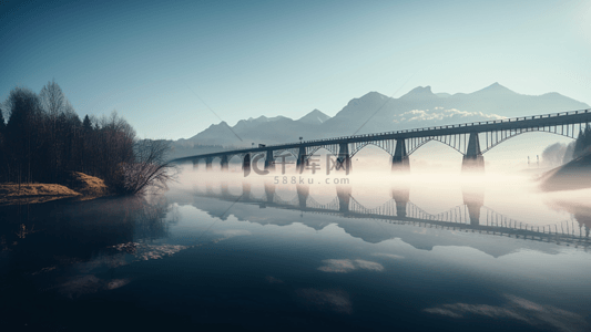 湖古风背景图片_长桥水面摄影