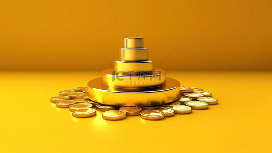 硬币图标 3D 渲染的黄金社交媒体符号