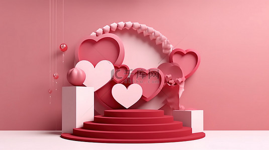 产品展示分背景图片_情人节婚礼模板分三个阶段 3D 渲染形状
