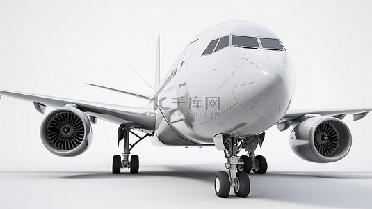 飞机出差背景图片_白色背景下孤立飞机的 3d 插图