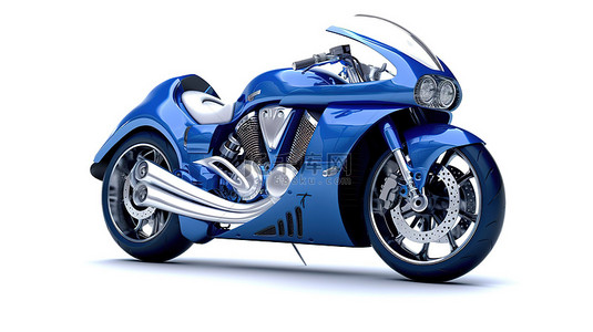 白色公路背景图片_3d 渲染白色背景与蓝色超级运动摩托车