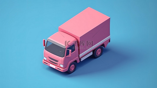 说明模板背景图片_等距 3D 送货卡车图标的简单说明