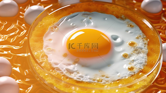 加密早餐新蛋黄单面朝上的 3D 渲染