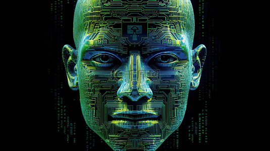 新新西兰背景图片_以新西兰元货币面和机器人头为特色的未来全息技术的 3D 渲染