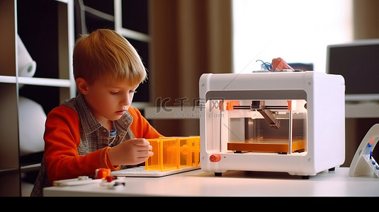中外学者背景图片_年轻学者在技术和科学教育学校制作 3D 打印作品
