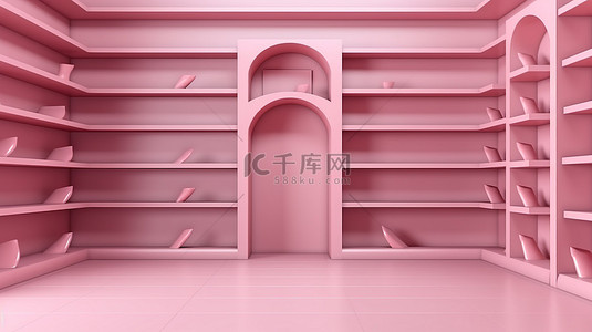 背景墙粉色背景图片_空置展示精致的粉色 3D 图像