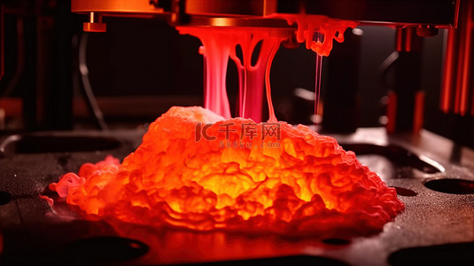 热字背景图片_3D 打印机的特写，正在将热熔融塑料成型为物体