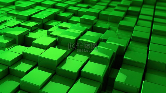 生日模板背景图片_绿色游戏 3D 抽象方形​​像素模板渲染背景