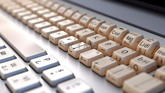 白色键盘上的数字学习平板电脑通过 3D 渲染阐释在线教育的概念