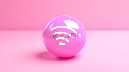 热点时政背景图片_3D 渲染中可爱的粉红色 wi fi 图标象征着互联网连接