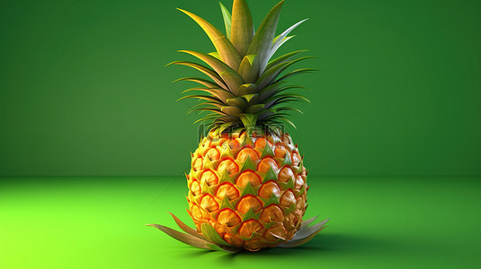 营养不良的孩子背景图片_多汁的成熟菠萝是 3D 渲染中美味且营养丰富的热带美食