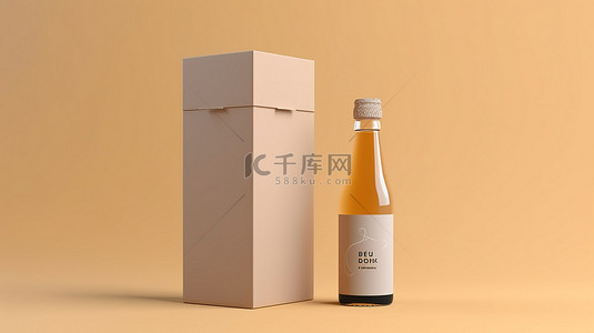 包装盒背景图片_具有白色隔离背景的滴管瓶和纸板包装盒模型的 3D 插图