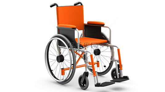 受伤恢复背景图片_在 3d 中创建的白色背景下的空白轮椅