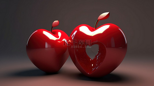 青苹果色背景图片_深情苹果的 3d 渲染