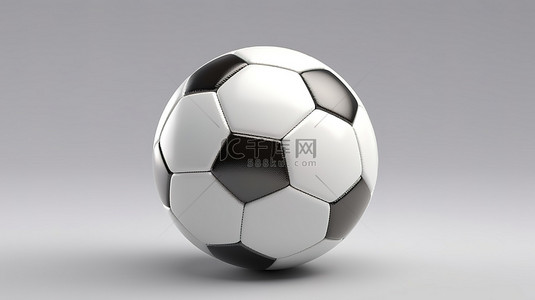白色背景上经典设计的足球的 3D 渲染