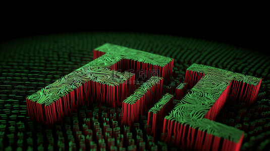 技术红色背景图片_绿色着色技术红色 nft 文本的醒目 3d 渲染