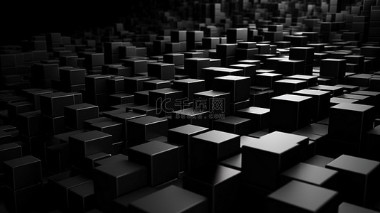 黑色立方体背景图片_3d 渲染中的黑色立方体抽象