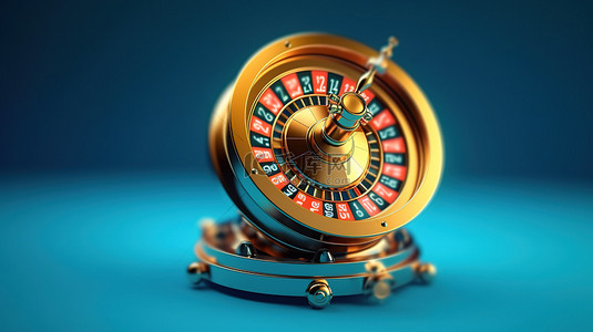 命运背景图片_在线赌场中轮盘赌轮和老虎机的真实 3D 蓝色背景渲染