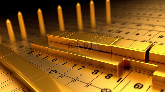 美国联邦储备系统的标志性符号，附有黄金条形图的 3D 渲染