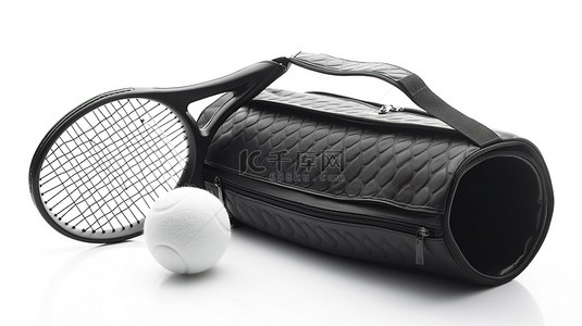 运动器材室背景图片_白色背景运动器材 3d 渲染网球拍袋和学校比赛用球