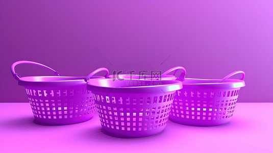 网购背景图片_紫罗兰色背景的 3d 渲染与未占用的购物篮