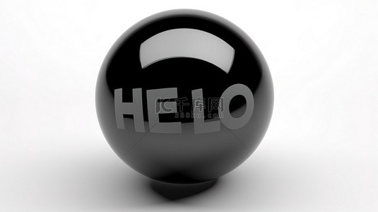 字体你好背景图片_3d 渲染的黑色气球，形状为“你好”，隔离在白色