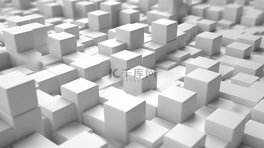 由白色立方体组成的抽象几何结构的三维渲染