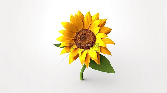 橄榄色花背景图片_令人惊叹的 3D 向日葵插图隔离在白色