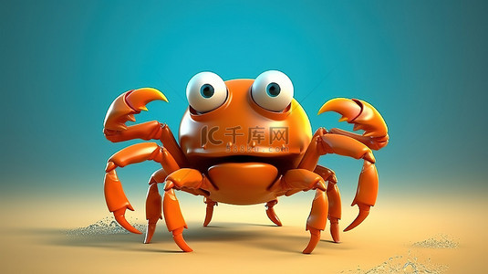 顽皮的螃蟹有个性的 3D 角色