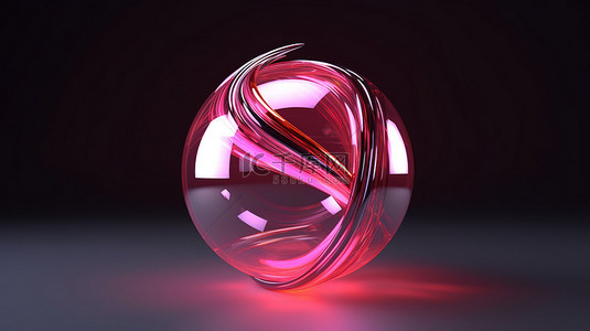 深色背景上粉红色球形抽象形式的 3D 渲染