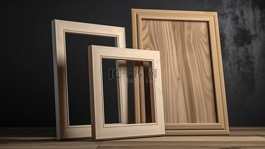 用于前视图模型的高质量 3d 渲染空白木制相框