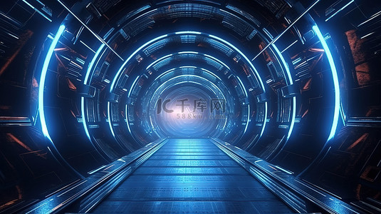 尖端科技背景图片_抽象的未来隧道银河的 edm 夜总会尖端背景时间弯曲门户光速超空间想法 3d 渲染
