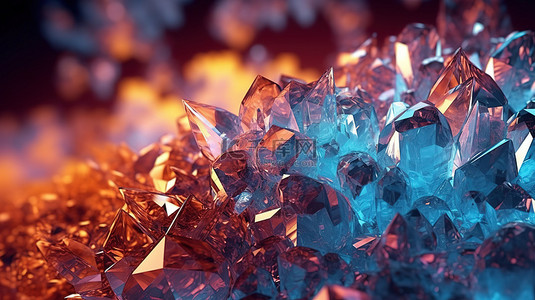 水晶素描背景图片_未来派水晶艺术抽象 3D 渲染背景