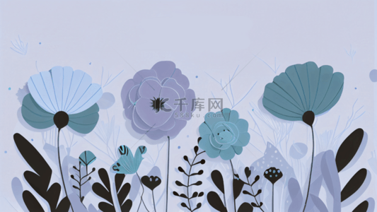 简约花朵海报背景图片_母亲节蓝色简约花朵背景