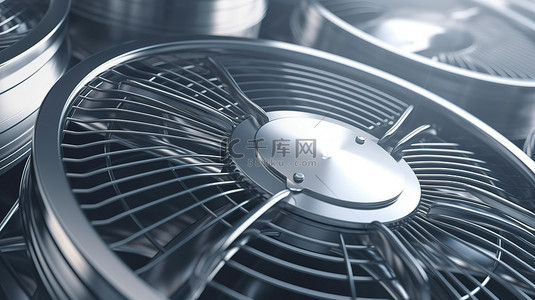 供暖通风和空调装置中 HVAC 风扇的详细 3D 插图