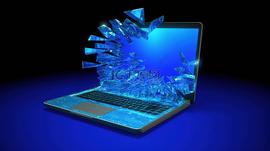 蓝屏代码背景图片_显示蓝屏错误的笔记本电脑的 3D 渲染
